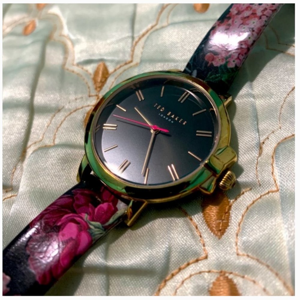 Ted Baker Ruth Black Floral Leather Strap Watch - Picture 6 of 11